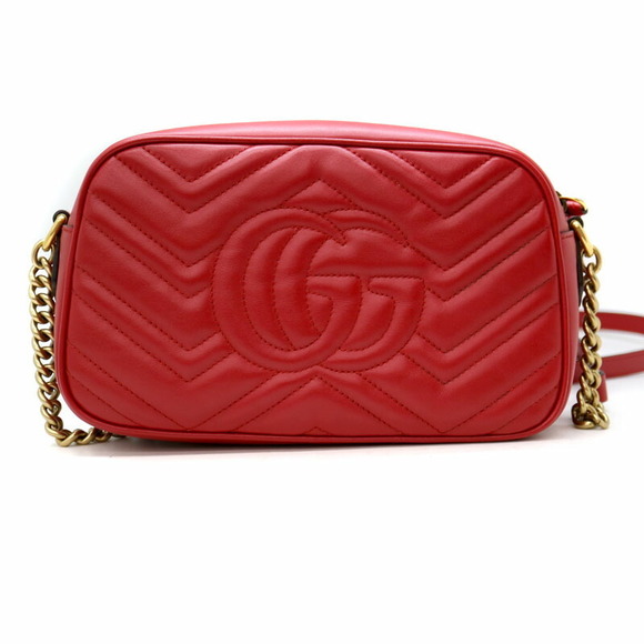 Gucci Marmont GG Shoulder Bag Red Quilting - Picture 4 of 9